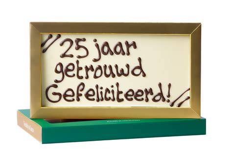 Chocoladereep met tekst 25 jaar getrouwd